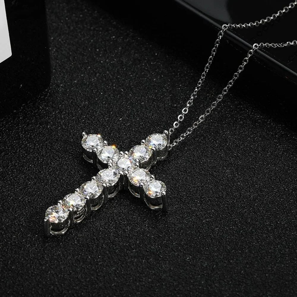 Certified 3.3ct. t.w. Moissanite Diamond Cross Pendant Necklace NEW